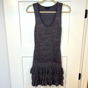 Armani Exchange XS Gray Metallic Ruffle Mini Dress